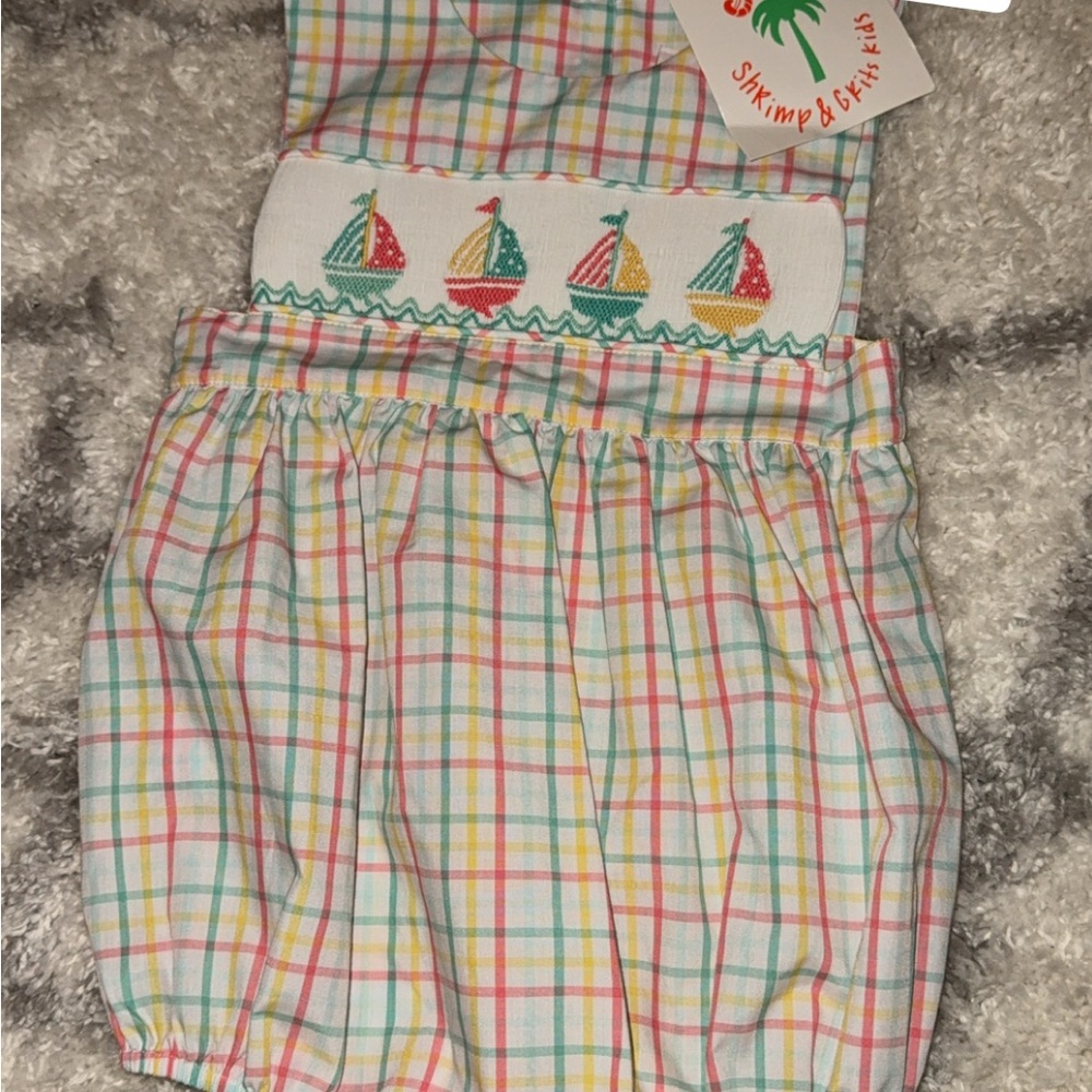 Boys size 2T shrimp and grits romper NWT